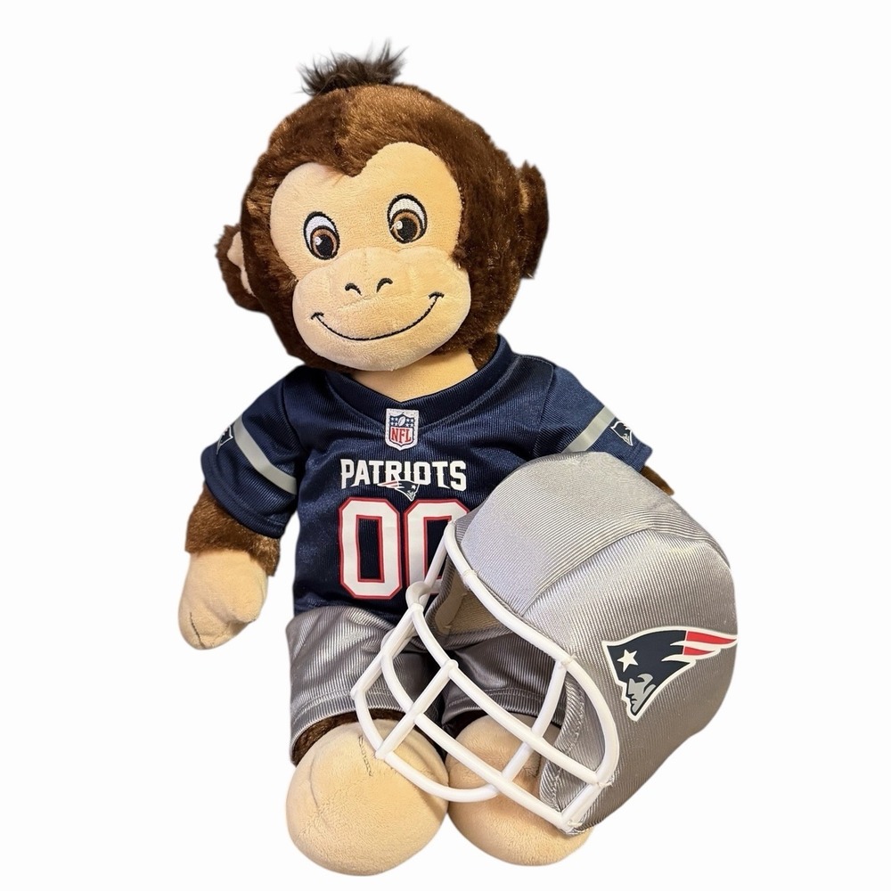 Build-A-Bear Chimp‎ Monkey New England Patriots Jersey With Gray Pants BAB